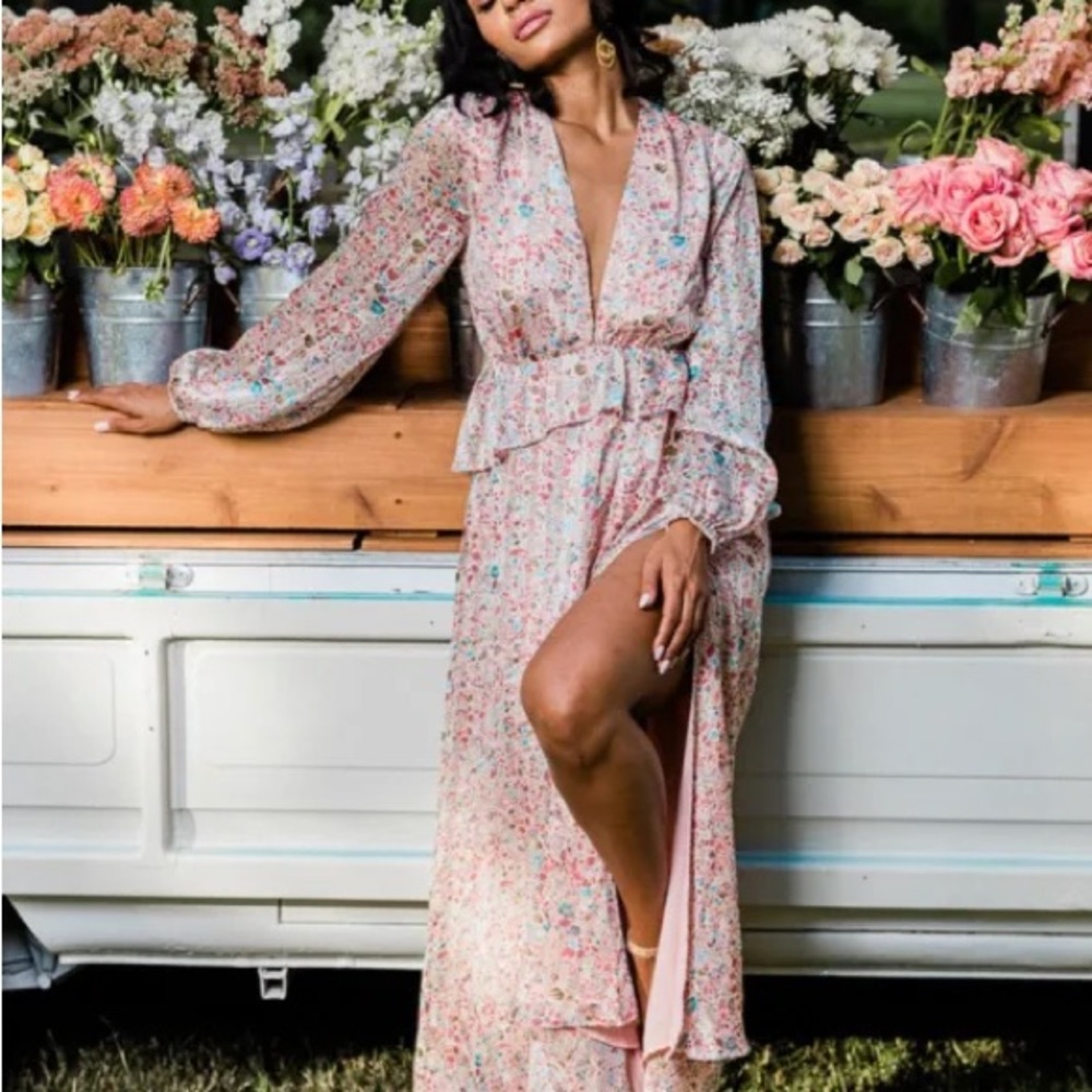 Buddy Love Multicolor Long Sleeve Maxi Dress